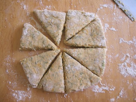 Slice the dough into eighths.  First halves, then quarters, then eights.